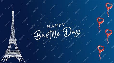 Premium Vector Happy Bastille Day Background With Eiffel Tower Vector