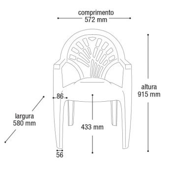 Mandiali e Shop Kit 4 Cadeiras Poltrona de Plástico Vime Preta