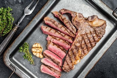 Premium Photo Medium Rare Grilled Tbone Steak Florentine Steak Sliced