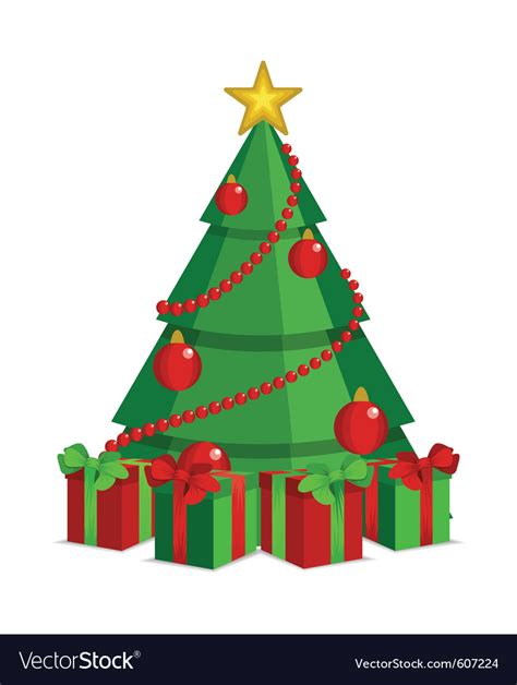 Cartoon christmas tree on white backdrop Vector Image