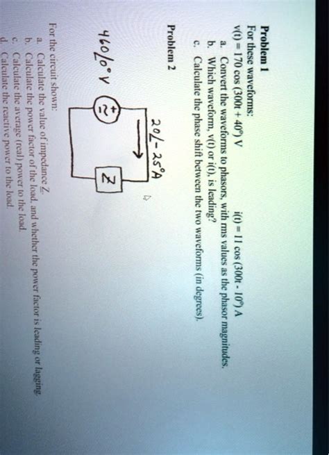 Solved P Phasors And Calcultaing Shifts P Impedance And Power For