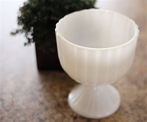 Milk Glass Compote Bowl White Planter Vintage Pedestal Etsy Milk Glass Milk Glass