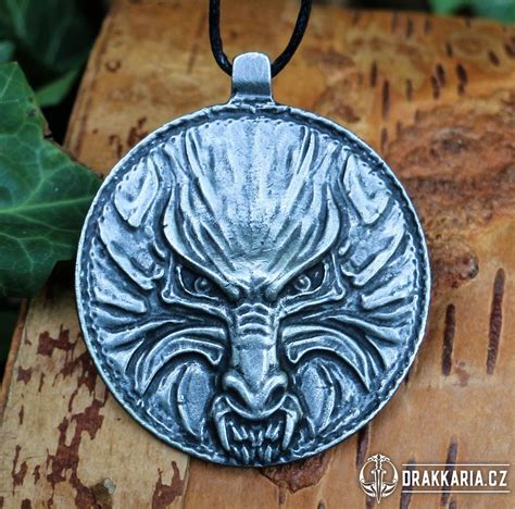 Vlk Zaklínač Velký Medailon Vlčí Talisman Amulet Drakkaria