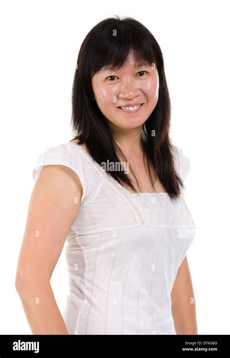 Asian Mature Woman Smiling Happy Portrait Beautiful Mature Middle Aged