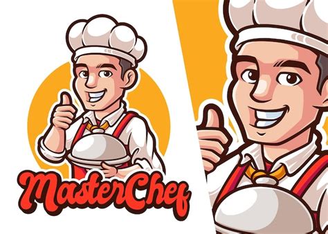 Logotipo Dos Desenhos Animados Da Mascote Do Chef Mestre Logotipo De