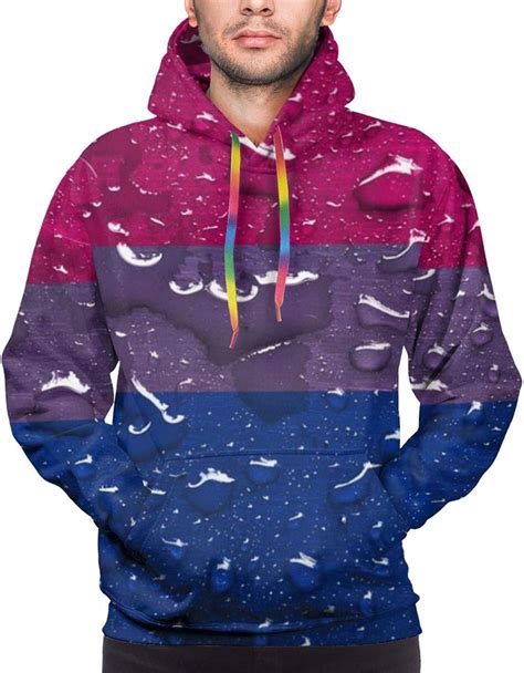 Bisexual Pride Flag With Rain Mens Hoodies Casual Pullover