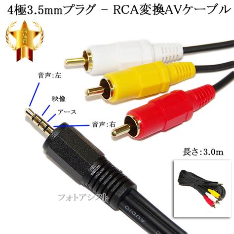 【互換品】jvcビクター対応 4極35mm Rca変換avケーブル 30m 4極35mm Lvgr結線オス Rcaオス赤