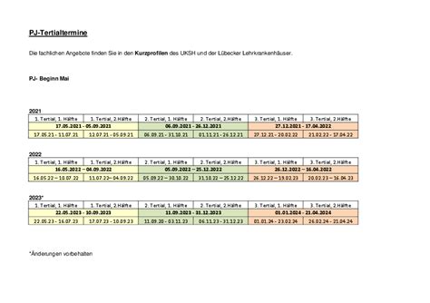 Tertialzeiten Und Fächer Universität Zu Lübeck