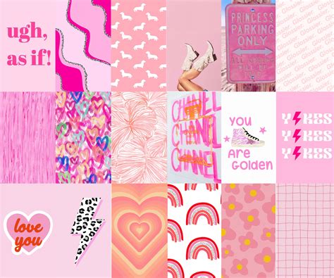 98pcs Pink Preppy Collage Kit Wallpapers printable Digital Download ...