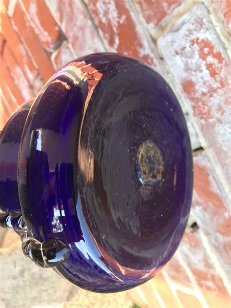 Vintage Cobalt Blue Vase Hand Blown Art Glass Tall Etsy