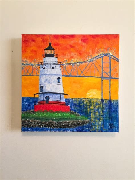 Van Gogh Lighthouse at Sunset. Original Oil Painting, Impressionist ...