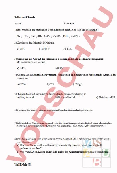 Arbeitsblatt Atomaufbau Bindungslehre Und St Chiometrie Chemie