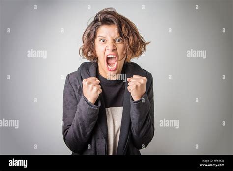 Furious Angry Woman Screaming With Rage And Frustration Stock Photo Alamy