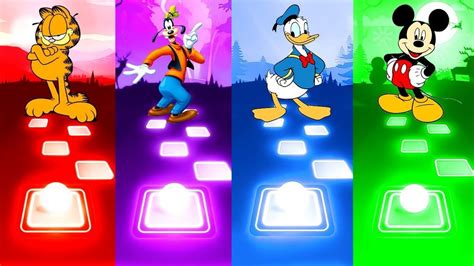 Donald Duck Vs Mickey Mouse Vs Garfield Vs Goofy Tiles Hop Edm Youtube