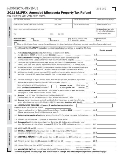 Mn Property Tax Refund Form Printable Forms Free Online