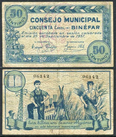 Espa A Billetes Locales Rep Blicanos N Rg Mbc Vf