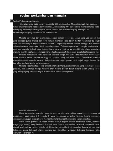 Evolusi Perkembangan Mamalia Pdf