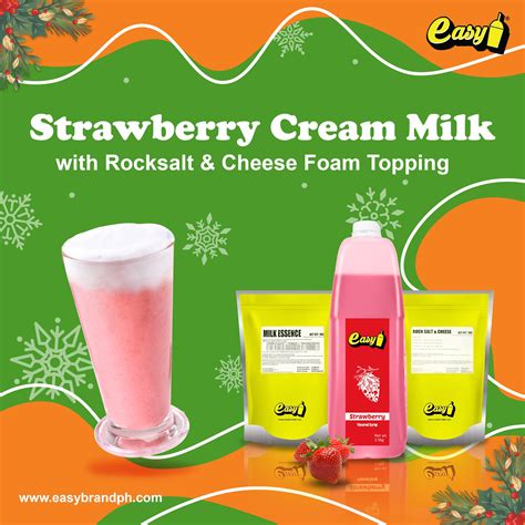 Strawberry Cream Milk With Rock Salt And Cheese Topping Easy Brand