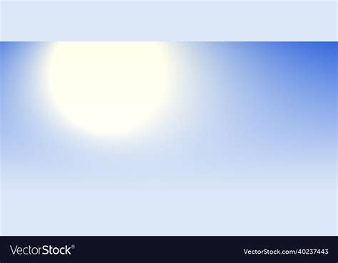 Bright sun shining on a blue sky background Vector Image