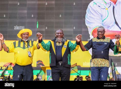 Anc Secretary General Gwede Mantashe President Cyril Ramaphosa And Anc Treasurer General Paul