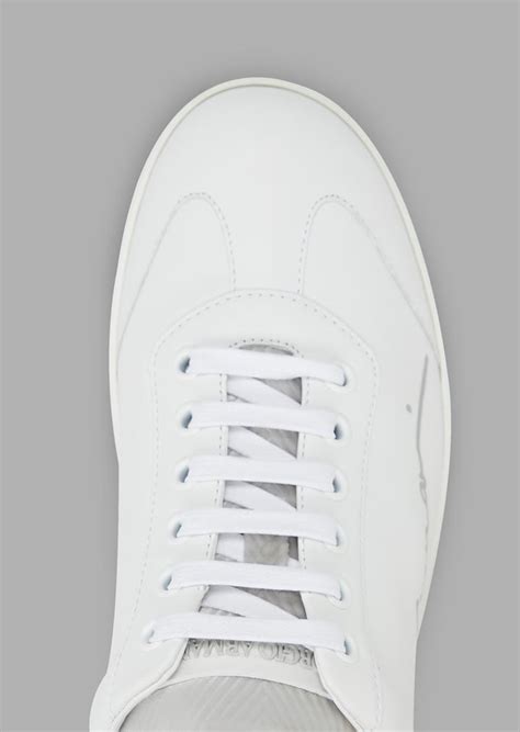 Leather Sneakers With Giorgio Armani Signature And Chevron Velvet Details Woman Giorgio Armani