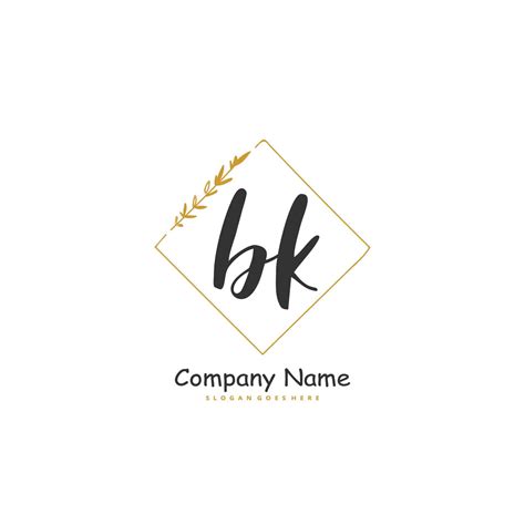 BK Initial Handwriting And Signature Logo Design With Circle Beautiful