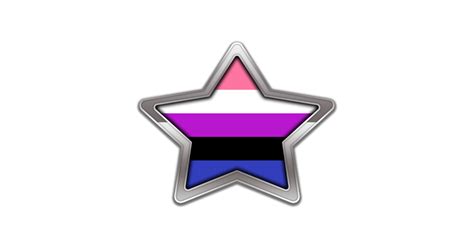 Large Gender Fluid Pride Flag Colored Star With Chrome Frame Gender