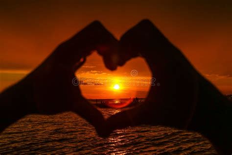 Sunset in heart hands stock photo. Image of color, heart - 122640132