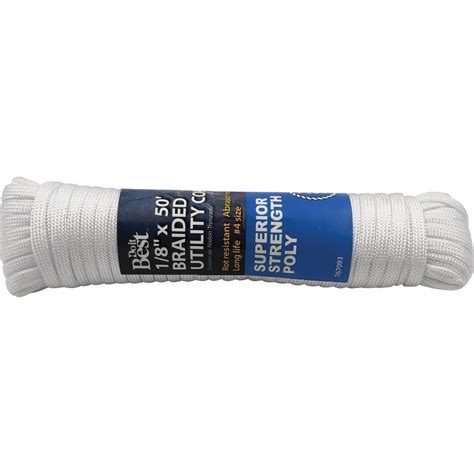 1PACK Do It Best 1 8 In X 50 Ft White Braided Polypropylene Paracord