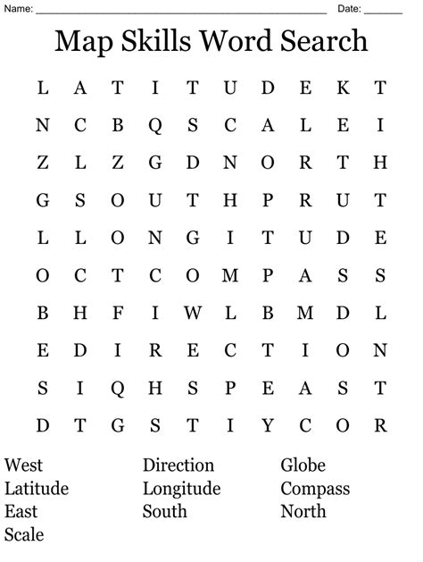 Map Skills Word Search Wordmint