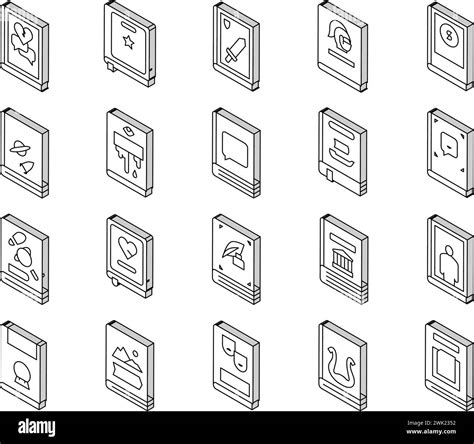 Literary Genres Books Collection Isometric Icons Set Vector Stock