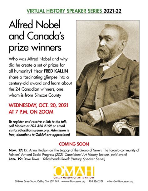 Alfred Nobel and Canada’s Prize Winners - Orillia Museum of Art and History