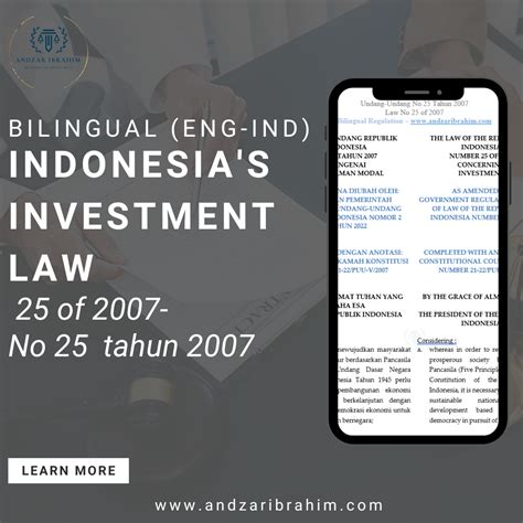 Law Of On Investment Indonesia S Investment Law As Amended