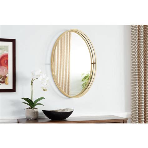 Stylewell Medium Oval Gold Metal Classic Accent Mirror With Deep Set