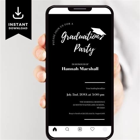 Minimalist Graduation Announcement Graduation Party Evite Template