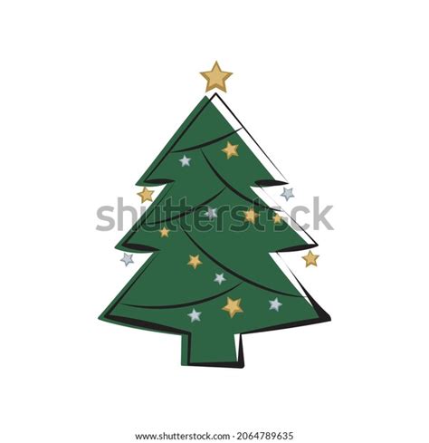 Green Christmas Tree Garland Stars Festive Stock Vector Royalty Free