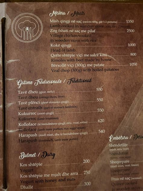 Menu At Oda Garden Restaurant Tirana