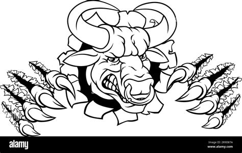 Bull Minotaur Longhorn Monster Cow Mascot Cartoon Stock Vector Image