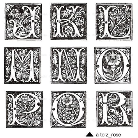 Renaissance Illuminated Capitals Initials Letters Vector Clip Art And