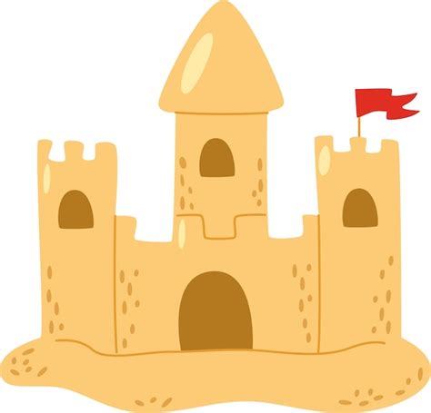 Castillo De Arena Con Bandera Vector Premium