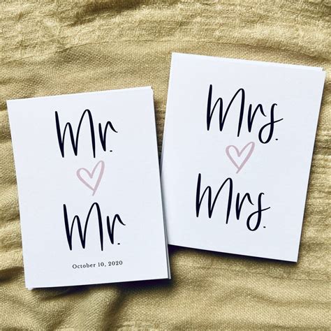 Mrs And Mrs Card Lesbian Wedding Card Lgbtq Wedding Card Etsy