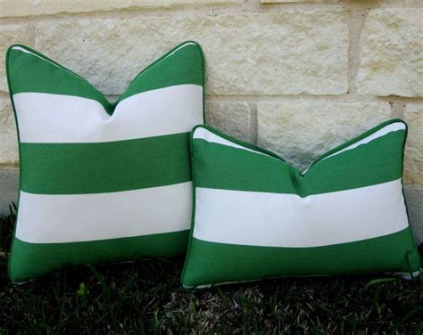 Green And White Outdoor Pillow Cover Green And White Stripe Pillow Cover Emerald Green