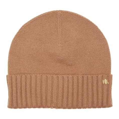 Lauren Ralph Lauren Cuff Hat Cold Weather Classic Camel Chapeau En Laine