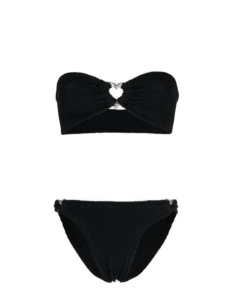 Hunza G Nicole Heart Charm Bikini In Black Lyst