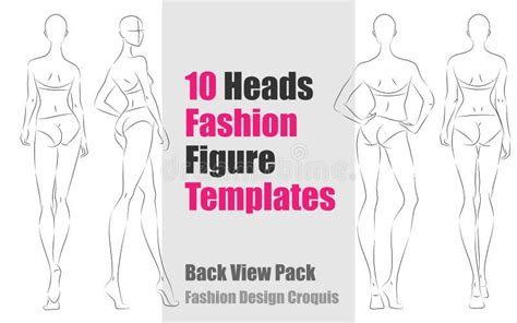 Fashion Figure Ten Heads Design Template Croquis Wearing Bodice Stock