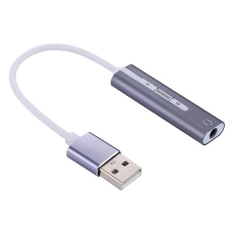 Carte Son Usb Gris Pour Ordinateur Bureau Haut Parleurs Casque