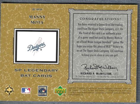 2001 SP Legendary Cuts Game Used Bat Relic B MMo Manny Mota Dodgers EBay