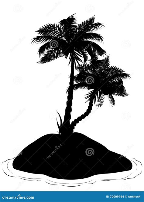 Palm Tree On Island Silhouette Stock Vector Image 70009764