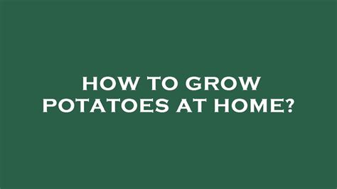 How To Grow Potatoes At Home Youtube