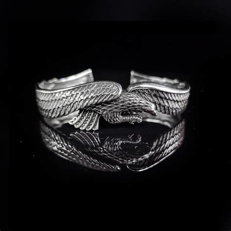 Eagle Shaped Silver Bracelet Handmade Engraved Eagledesign New - Etsy